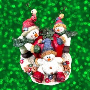Crazy Mountain Exclusive Designs Snowmen Christmas Ball Figurine 5.25 x 4.25 x 6
